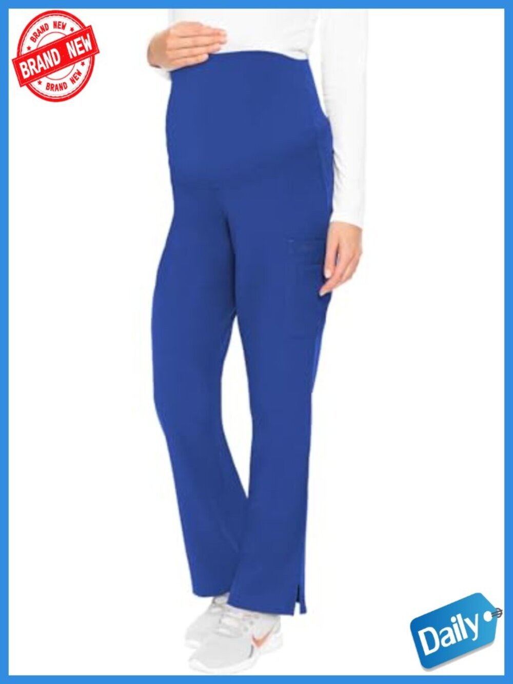 Maternity Scrub Pants Straight Leg 3 Pockets High Rise